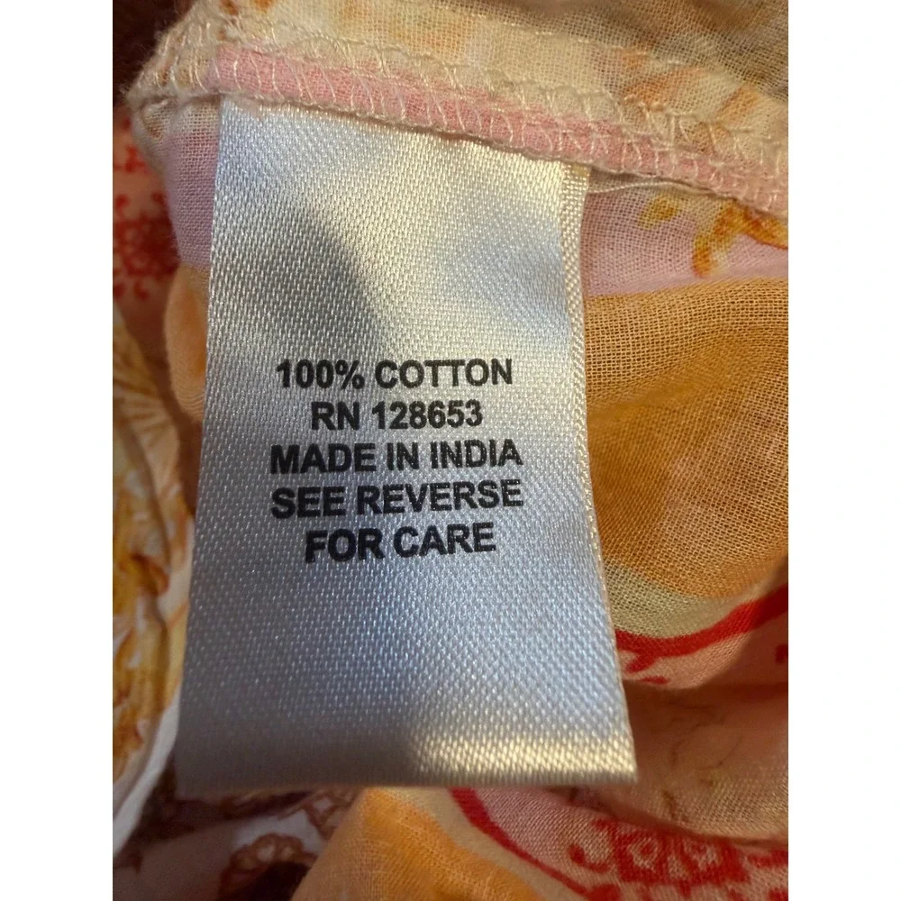 Calypso St. Barth Tropical Cotton Paisley & Shell Print Long Sleeve Blouse XL - Picture 7 of 8